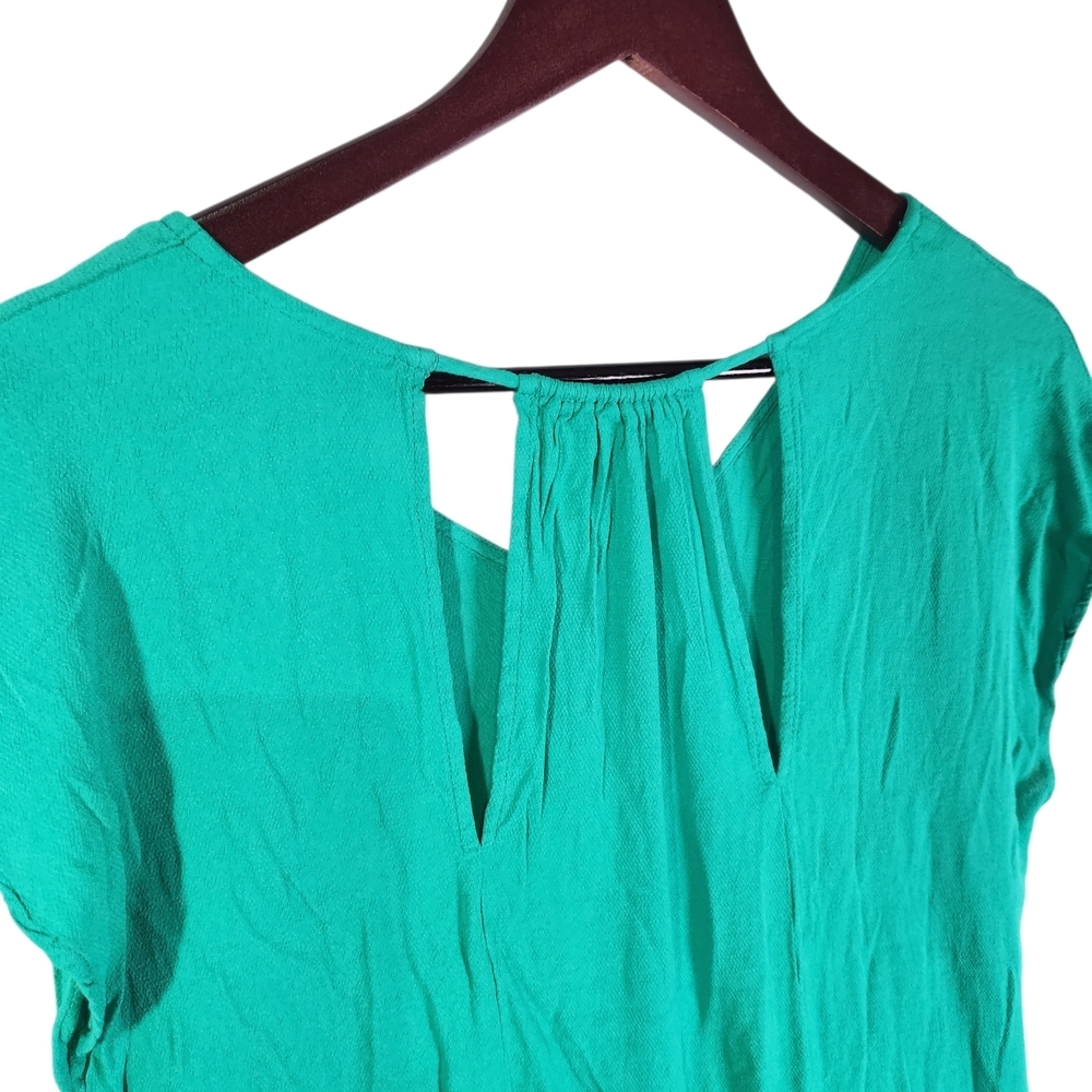 Skies Are Blue Gena Cut Out Detail Top Teal Green Blouse XL V-Neck Cap Sleeve - Picture 5 of 11